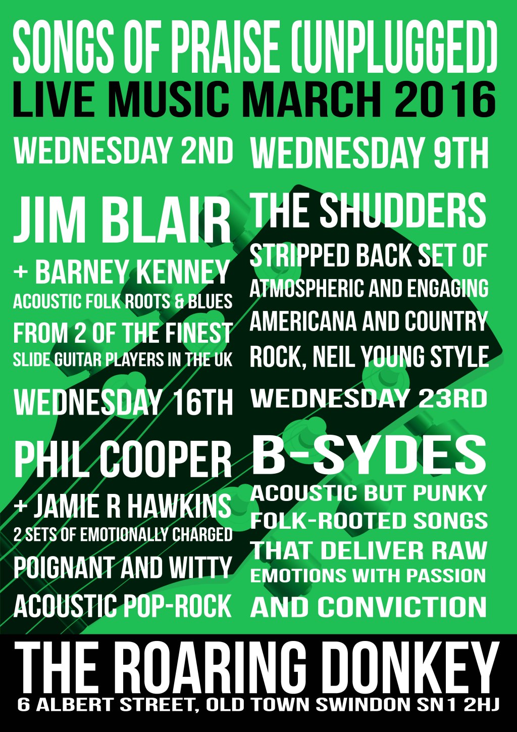 Shows at The Roaring Donkey this month